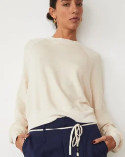 MONROW Softfleece Crop Crew Sweatshirt OFFWHITE Clearance